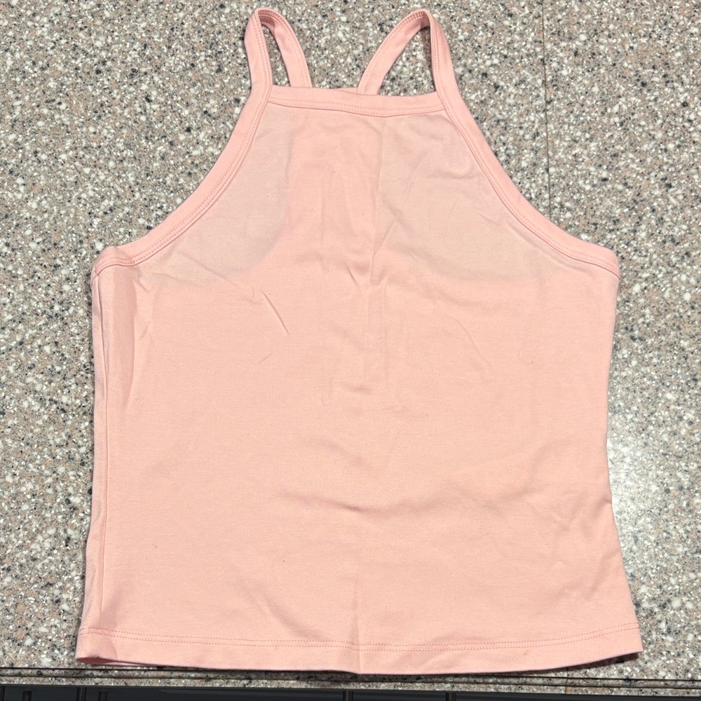 Fabletics Light Pink High-Neck Halter Tank Top